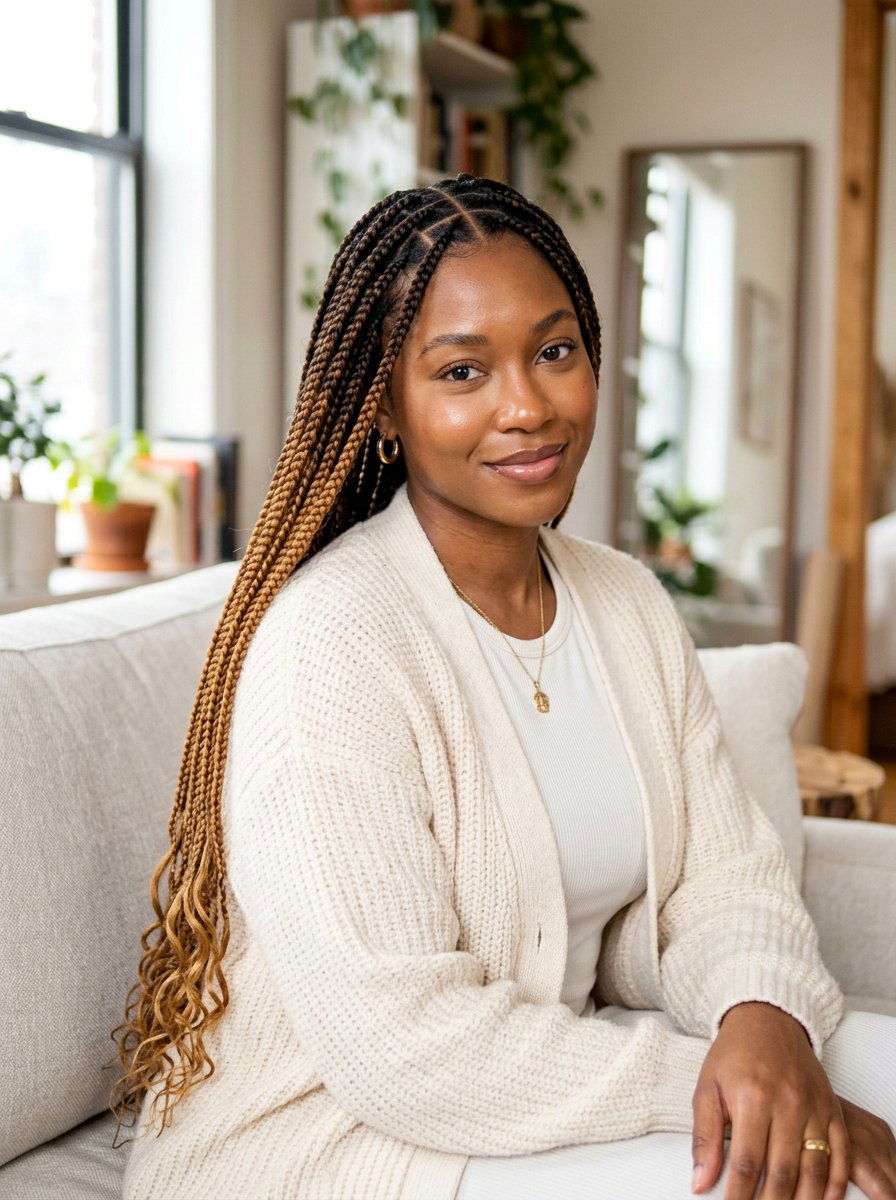 Ombre Triangle Part Box Braids - 20 triangle part box braids - 20 triangle part box braids