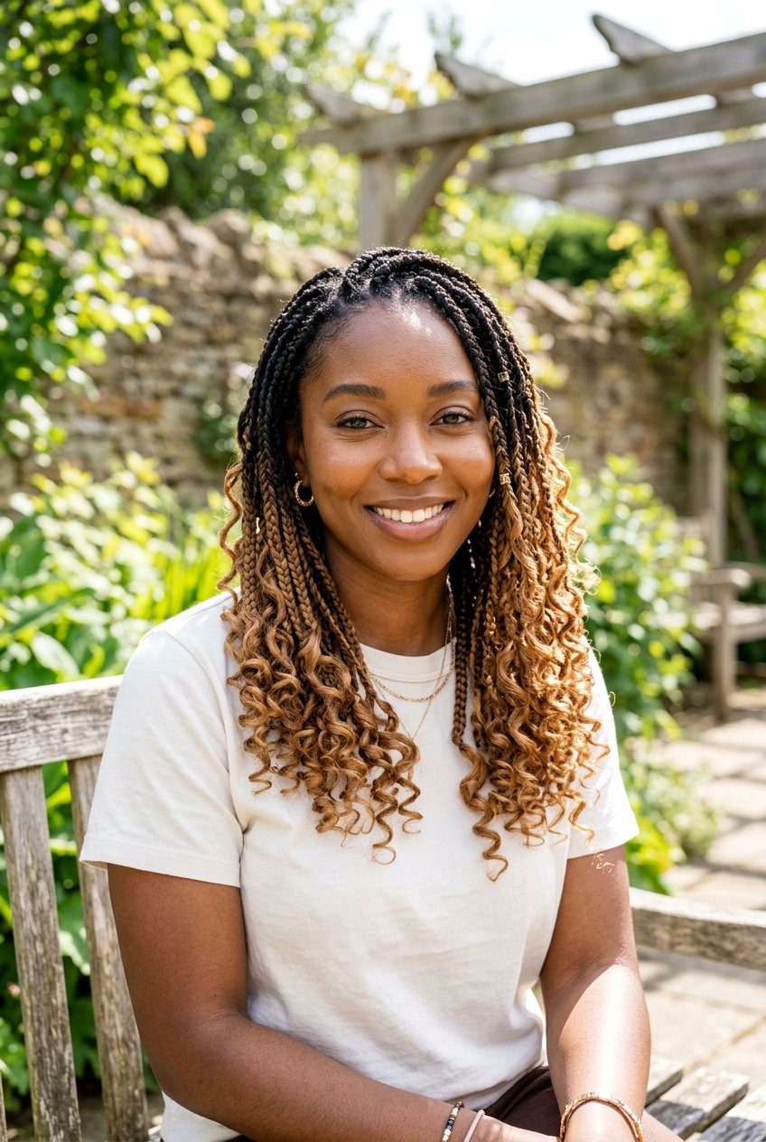 Ombre boho box braids with curls - 20 boho box braids with curls - 20 boho box braids with curls