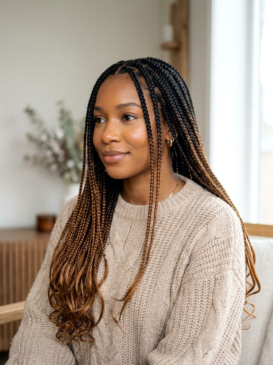 Ombre small knotless braids - 20 small knotless braids hairstyles - 20 small knotless braids hairstyles