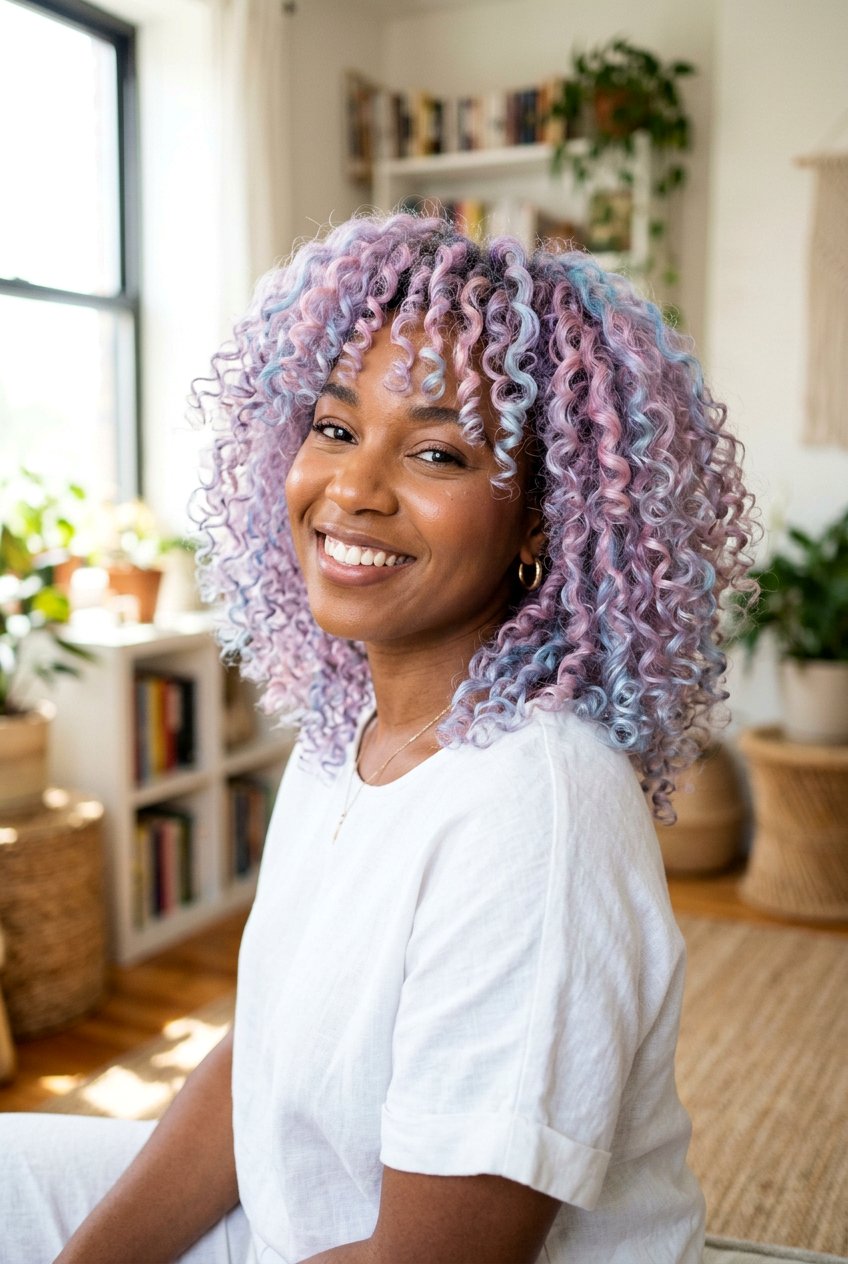 Opal Hair Color on Curly Hair - 20 opal hair color ideas - 20 opal hair color ideas