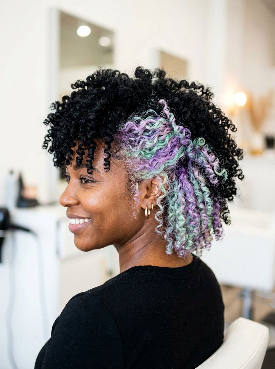 Opal Peekaboo Underlayer on Black Hair - 20 opal peekaboo underlayer - 20 opal peekaboo underlayer