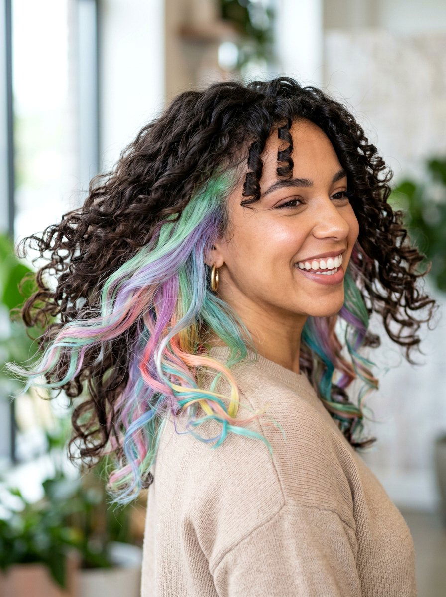 Opal Peekaboo Underlayer on Curly Hair - 20 opal peekaboo underlayer - 20 opal peekaboo underlayer