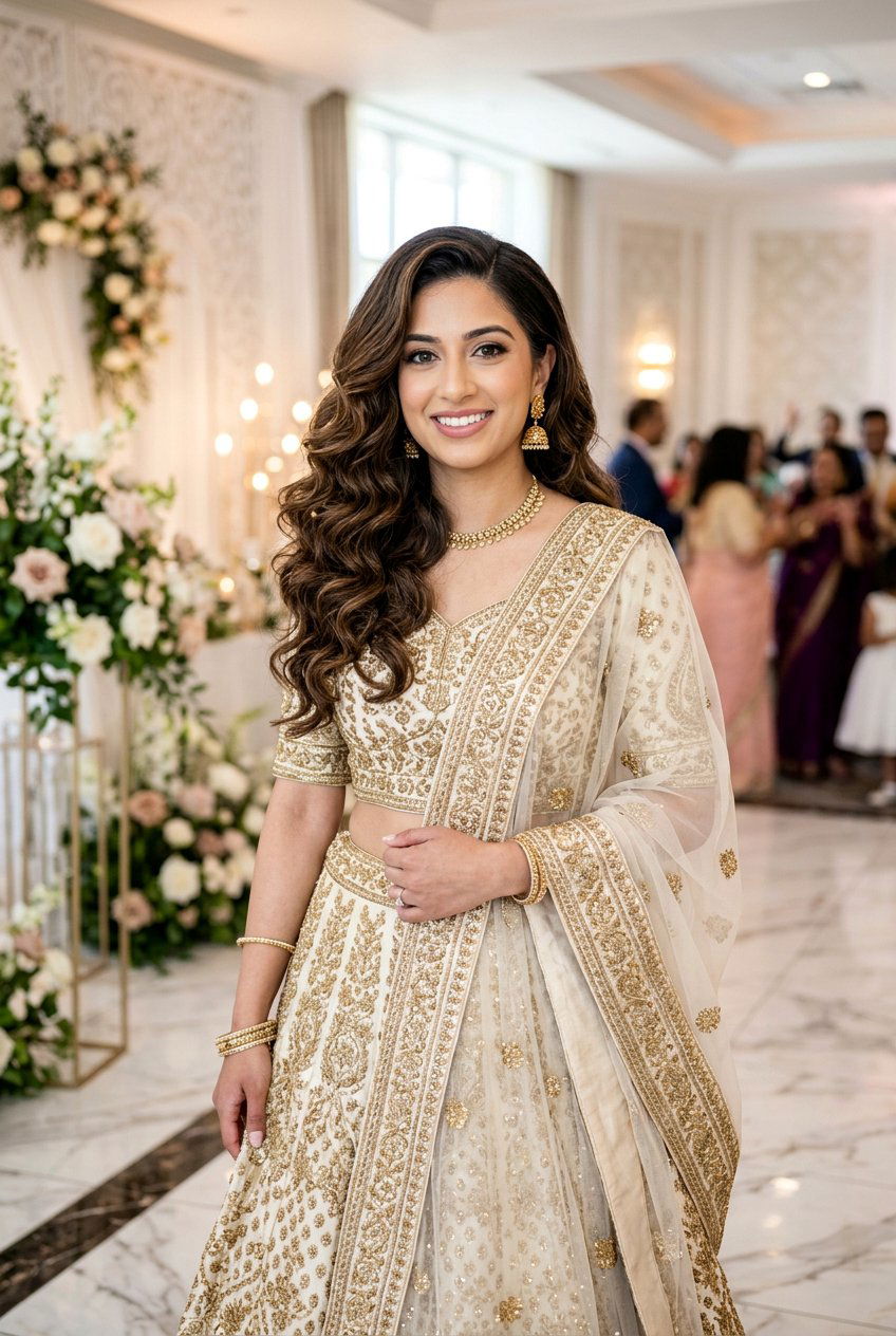 Open Curls With Side Part - 20 sangeet hairstyles - 20 sangeet hairstyles