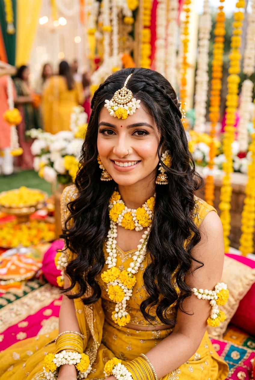 Open Hair With Front Braids Mayun Hairstyles For Bride - 20 mayun hairstyles for bride - 20 mayun hairstyles for bride