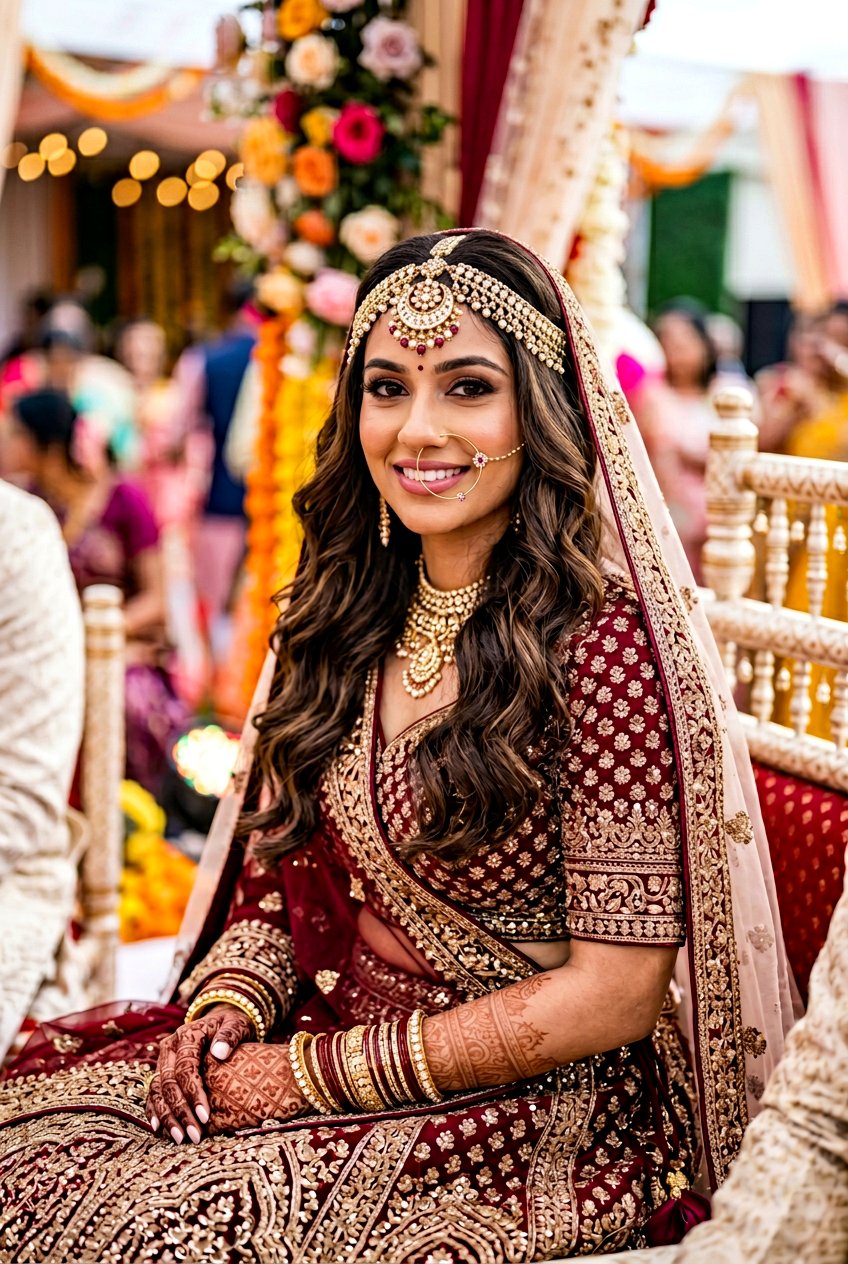 Open Hair With Maang Tikka - 20 sangeet hairstyles - 20 sangeet hairstyles