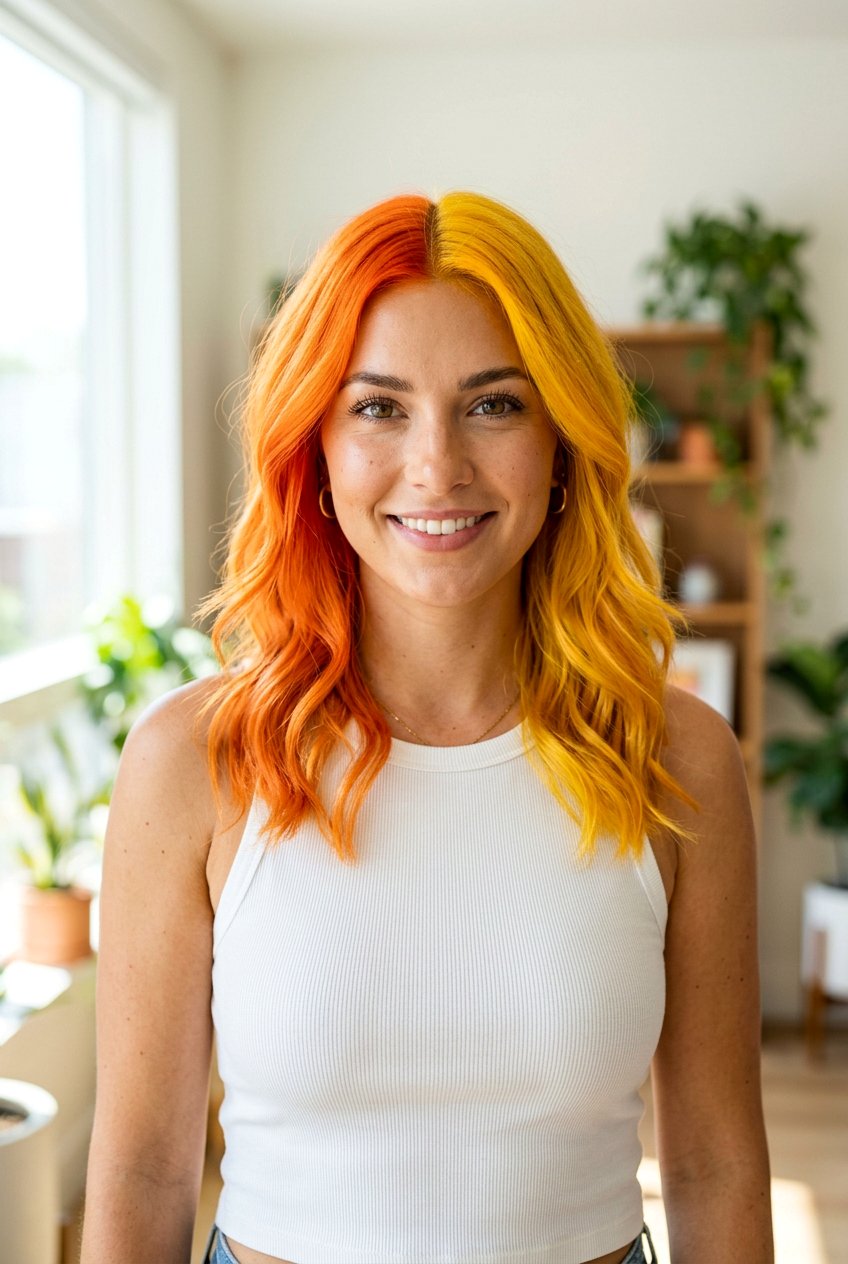 Orange And Yellow Split Hair Color - 20 alternative split hair color - 20 alternative split hair color