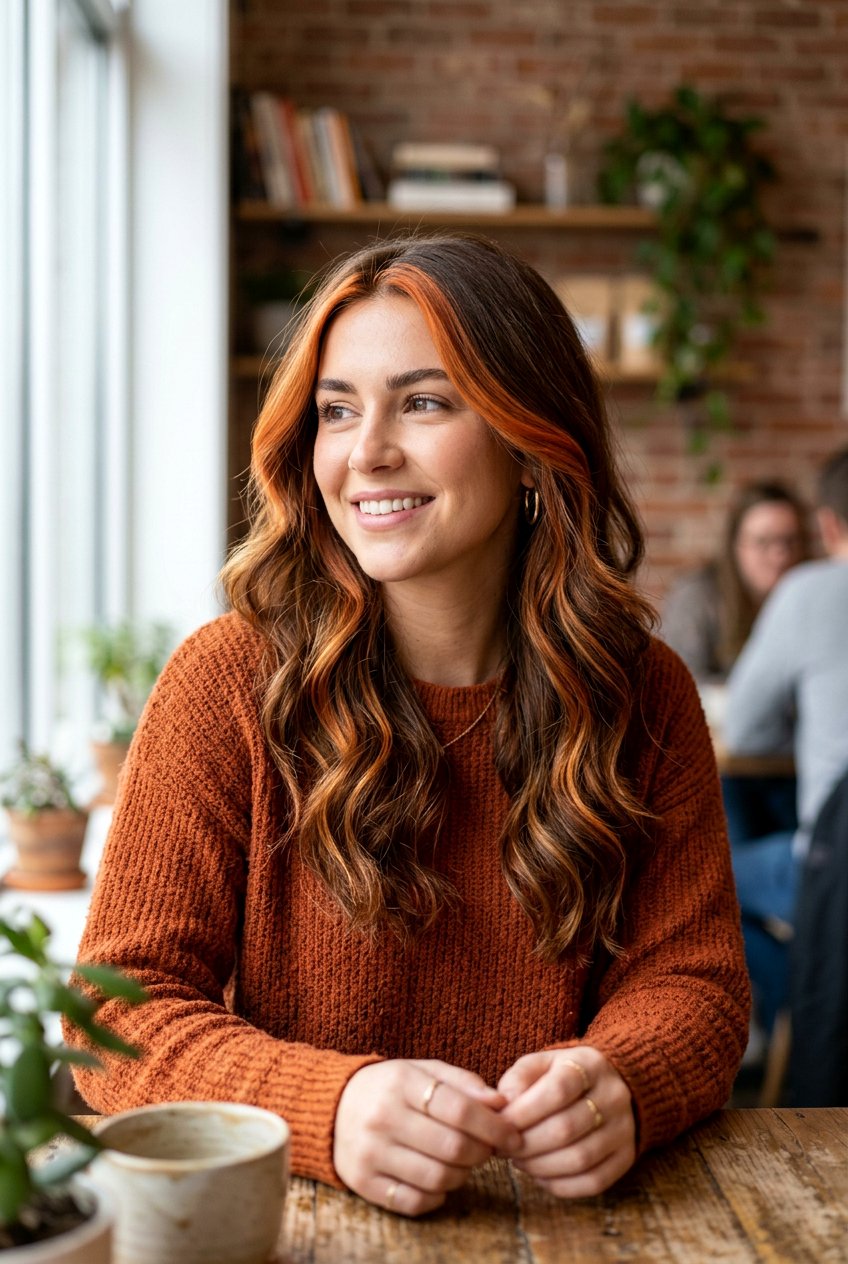 Orange Money Piece Brown Hair - 20 e girl money piece hair - 20 e girl money piece hair