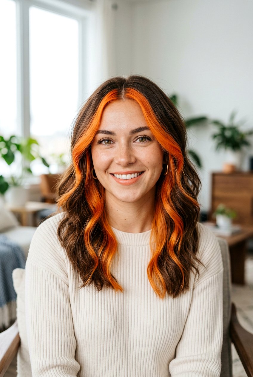 Orange Money Piece Hair - 20 e girl hair color - 20 e girl hair color