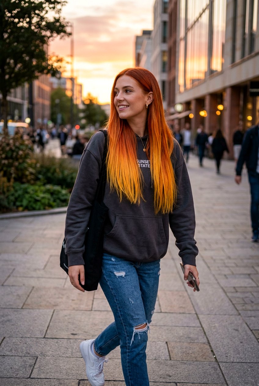 Orange and Yellow Sunset Hair - 20 sunset hair color ideas - 20 sunset hair color ideas