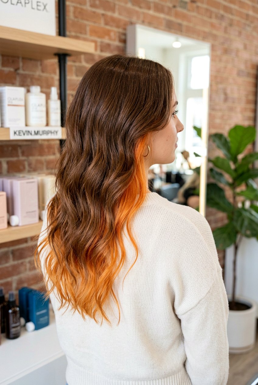 Orange underlayer hair - 20 hidden color under hair - 20 hidden color under hair