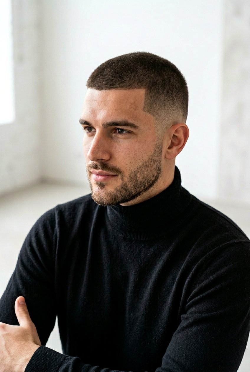 Overgrown buzz cut for men - 20 mens haircut for thick straight hair - 20 men’s haircut for thick straight hair