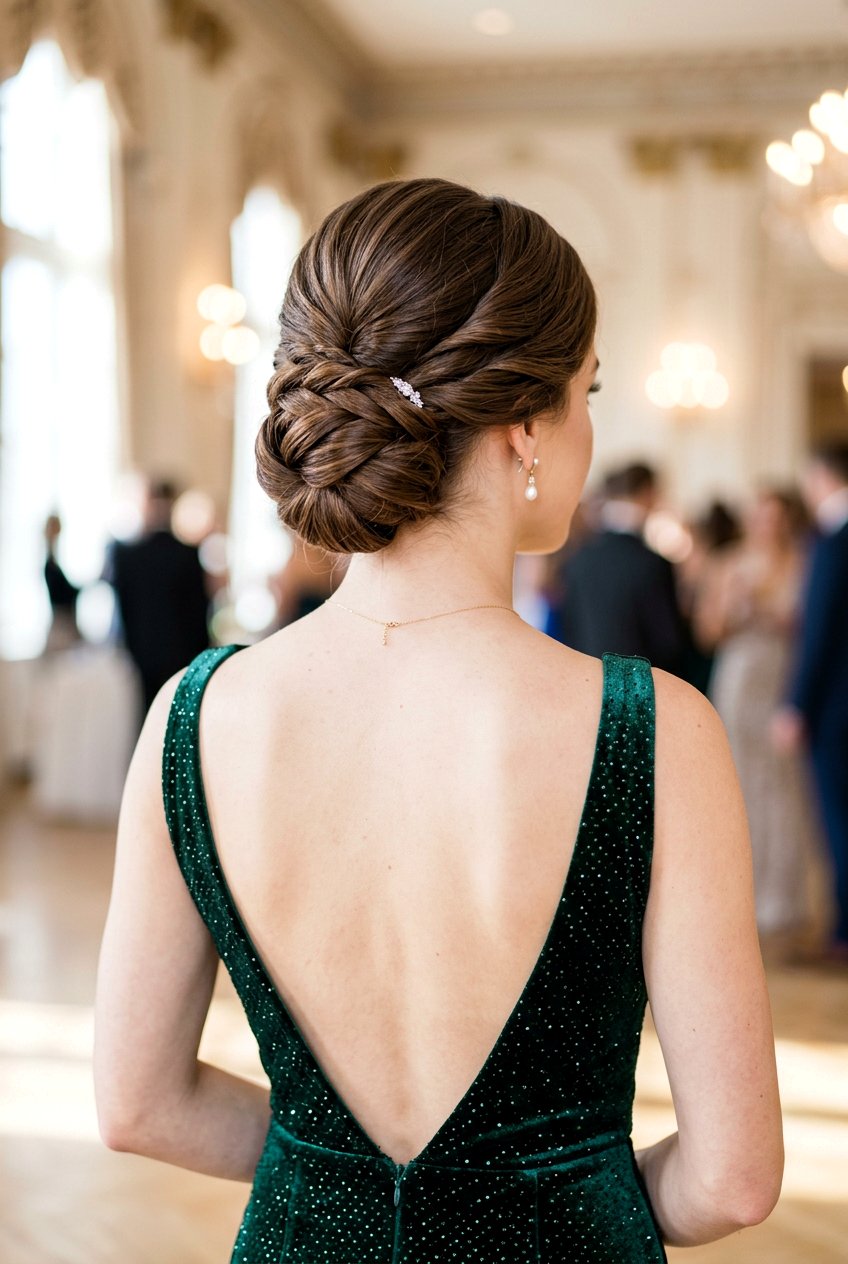 Overlap Low Bun for Prom - 20 prom bun hairstyles - 20 prom bun hairstyles