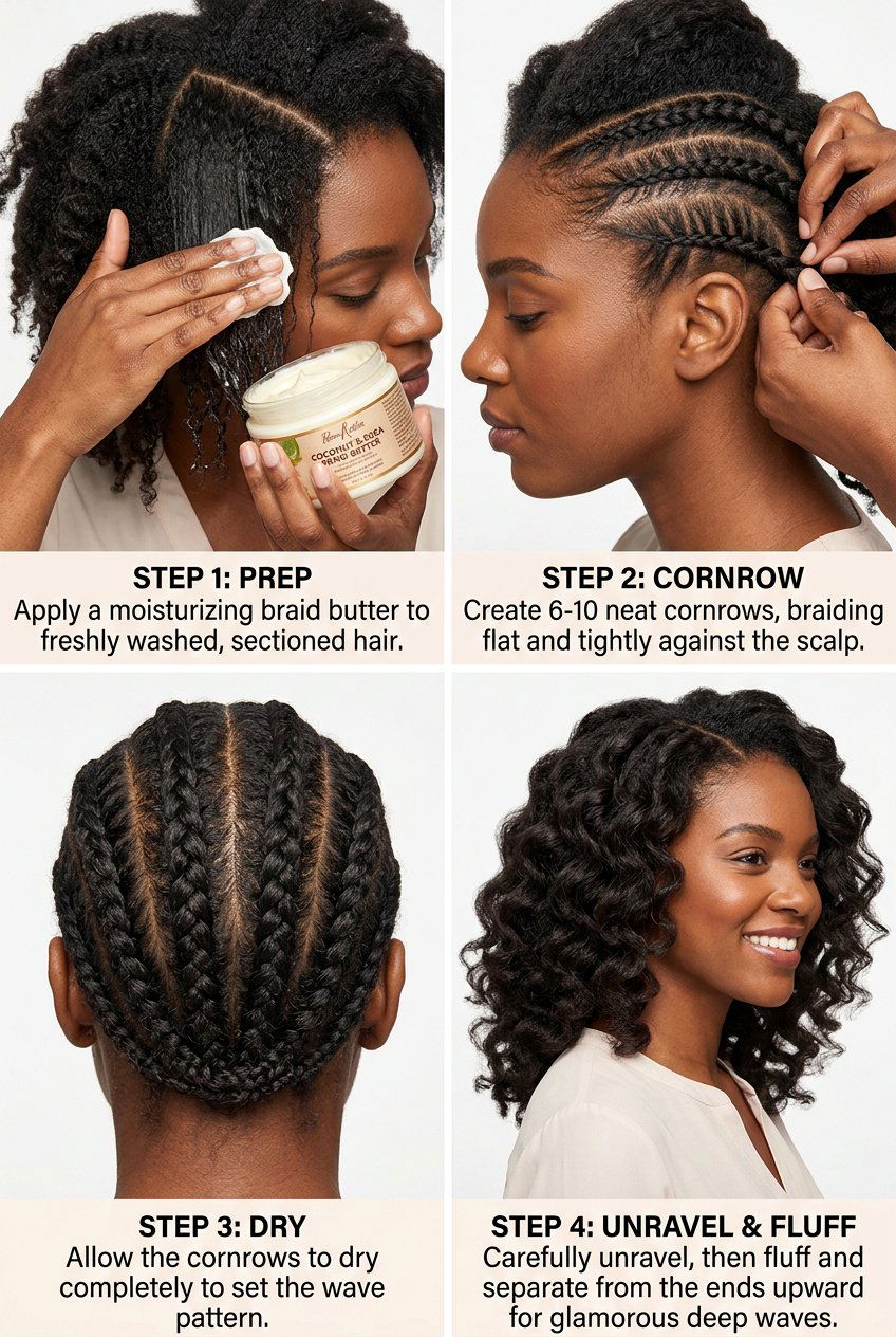 Overnight Braid Out on Damp Medium Natural Hair for Maximum Curl - 20 braid out on medium natural hair - 20 braid out on medium natural hair