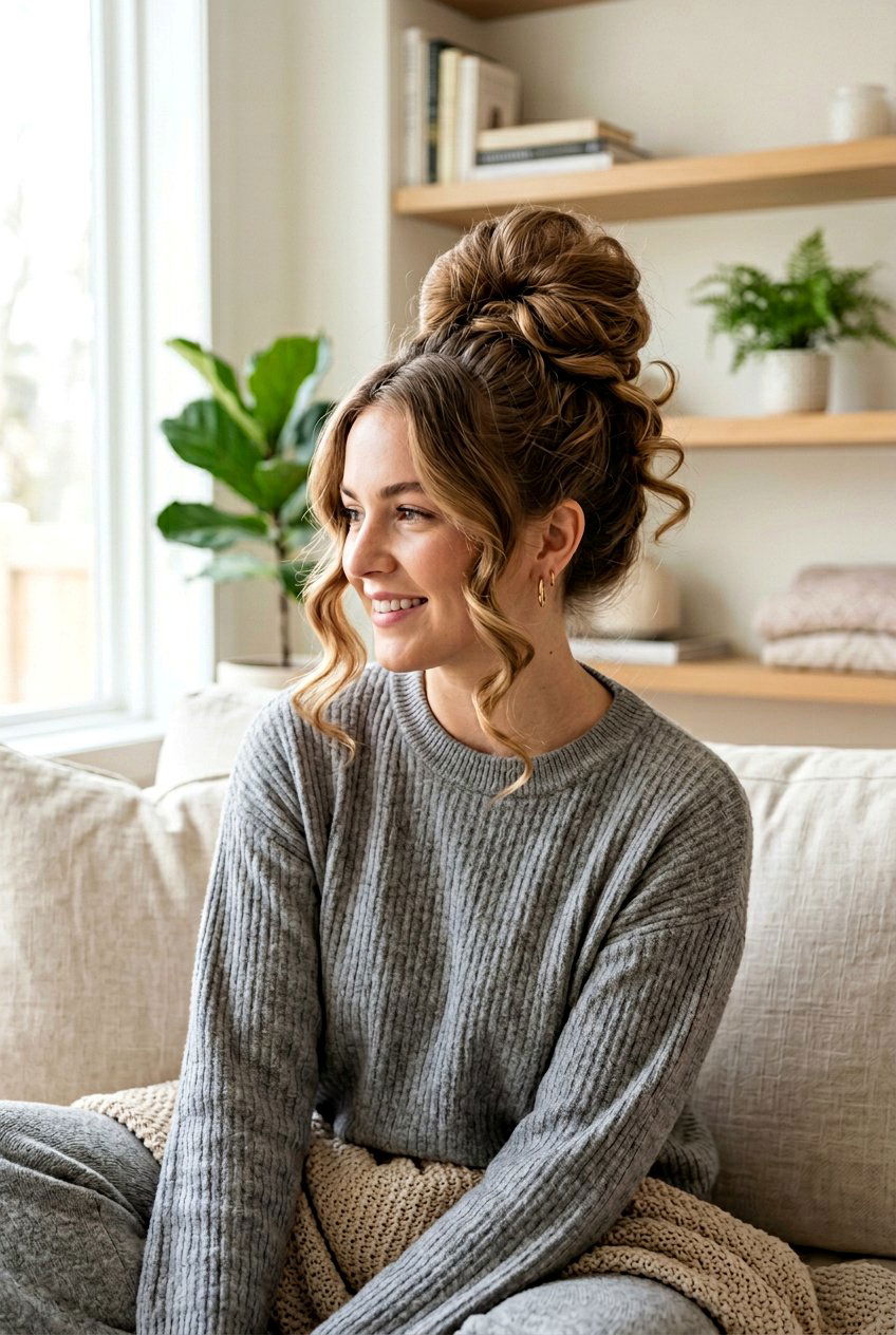 Overnight Sock Bun - 20 lazy day heatless hairstyle for women - 20 lazy day heatless hairstyle for women