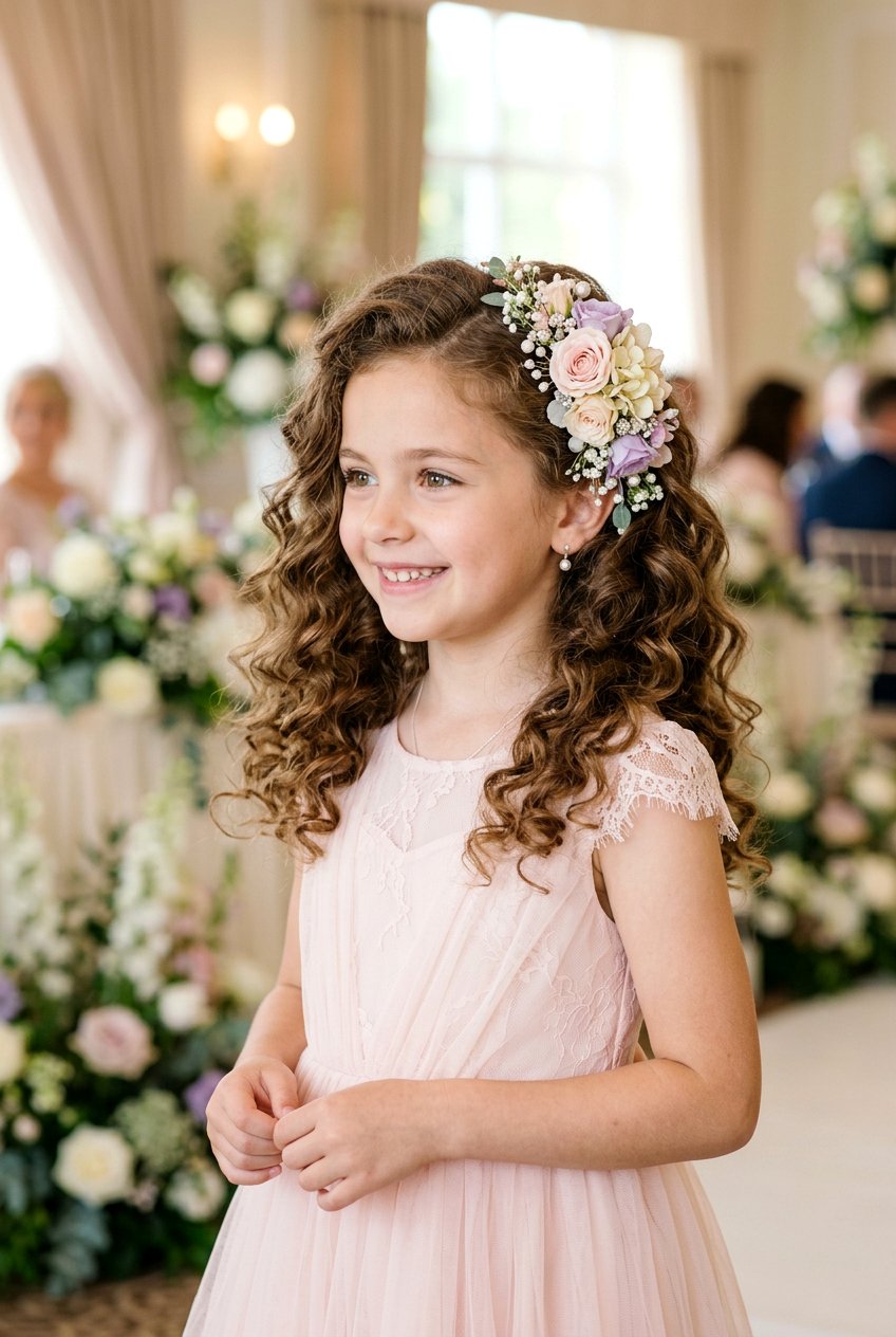 Pageant Curls With Floral Accessories For Girls - 20 pageant curls for girls - 20 pageant curls for girls