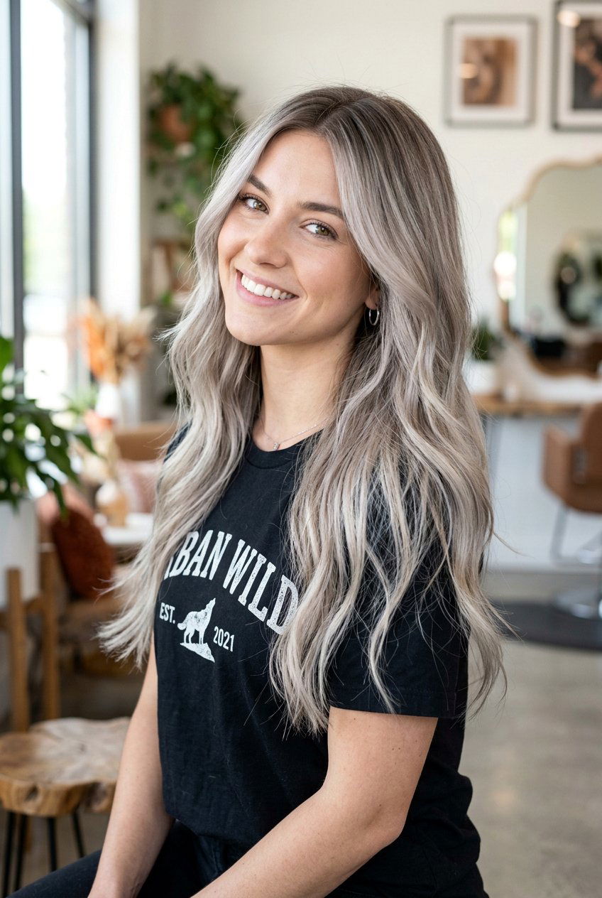 Pale Ash Balayage - 20 soft gray blonde balayage - 20 soft gray blonde balayage