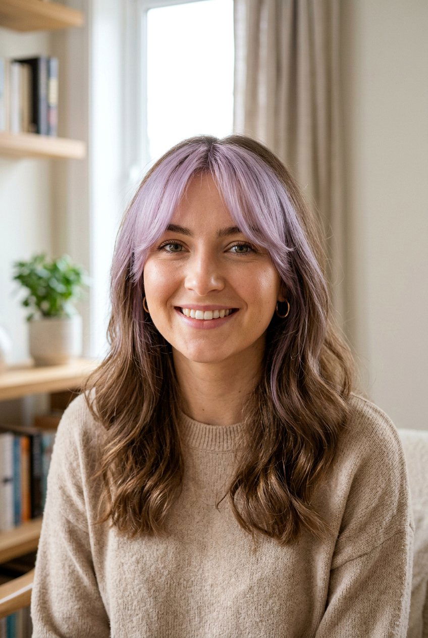 Pale Purple Curtain Bangs - 20 pastel purple hair - 20 pastel purple hair