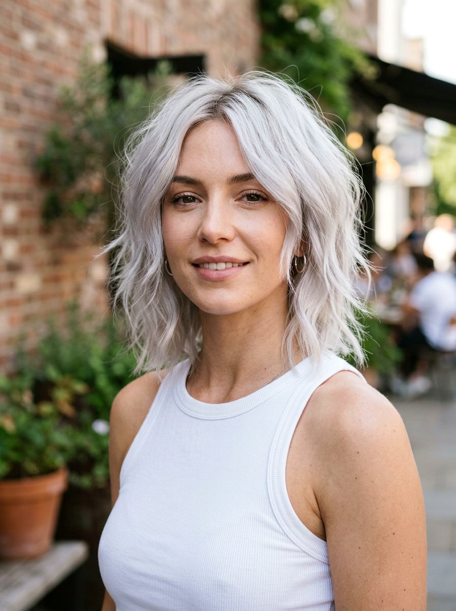 Pale silver balayage messy bob - 20 silver balayage bob haircut