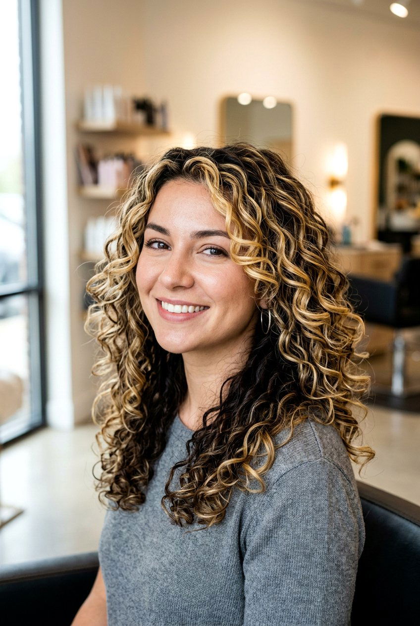 Partial Blonde Highlights on Curly Hair - 20 blonde highlights for curly hair - 20 blonde highlights for curly hair