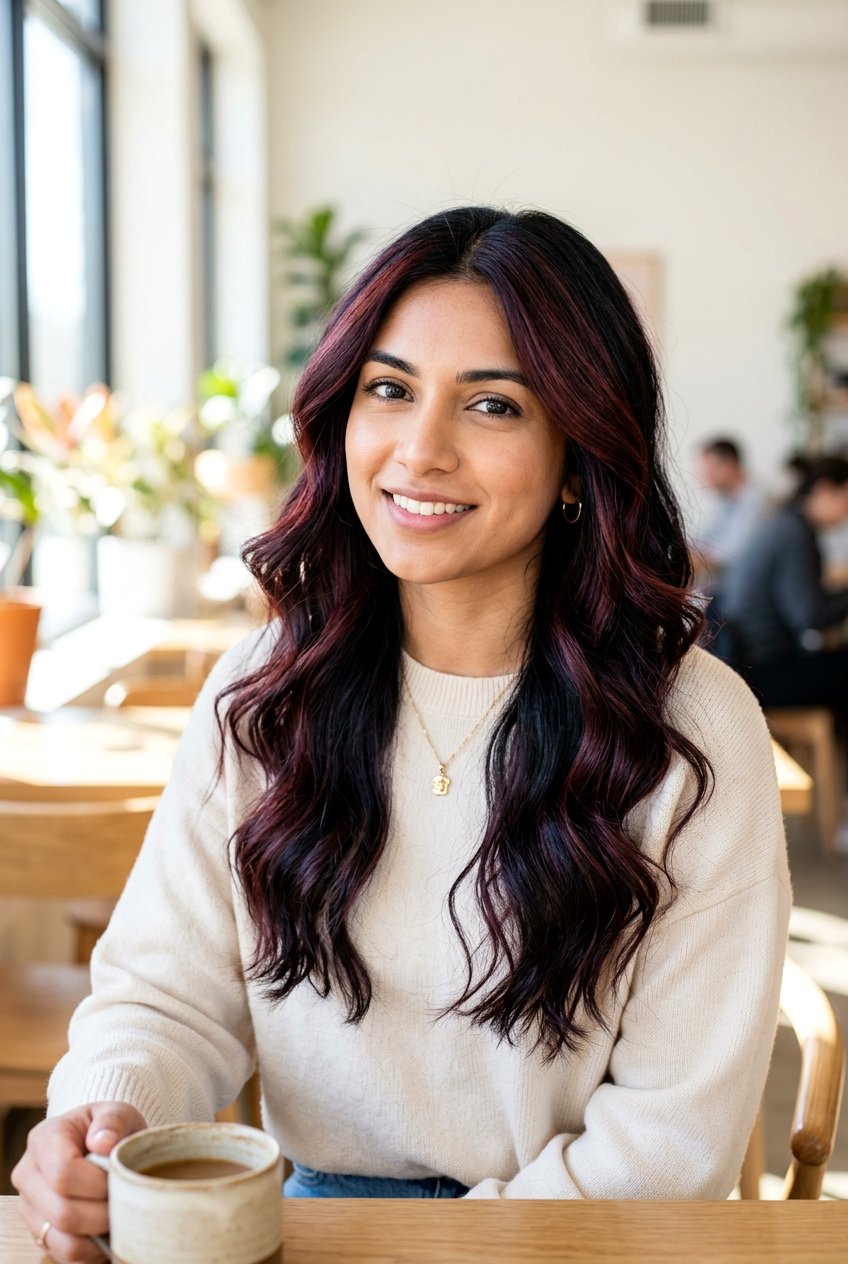 Partial Cherry Cola Highlights On Black Hair - 20 cherry cola highlights on black hair - 20 cherry cola highlights on black hair