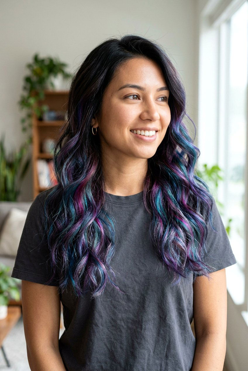 Partial Galaxy Balayage On Dark Hair - 20 galaxy balayage on dark hair - 20 galaxy balayage on dark hair