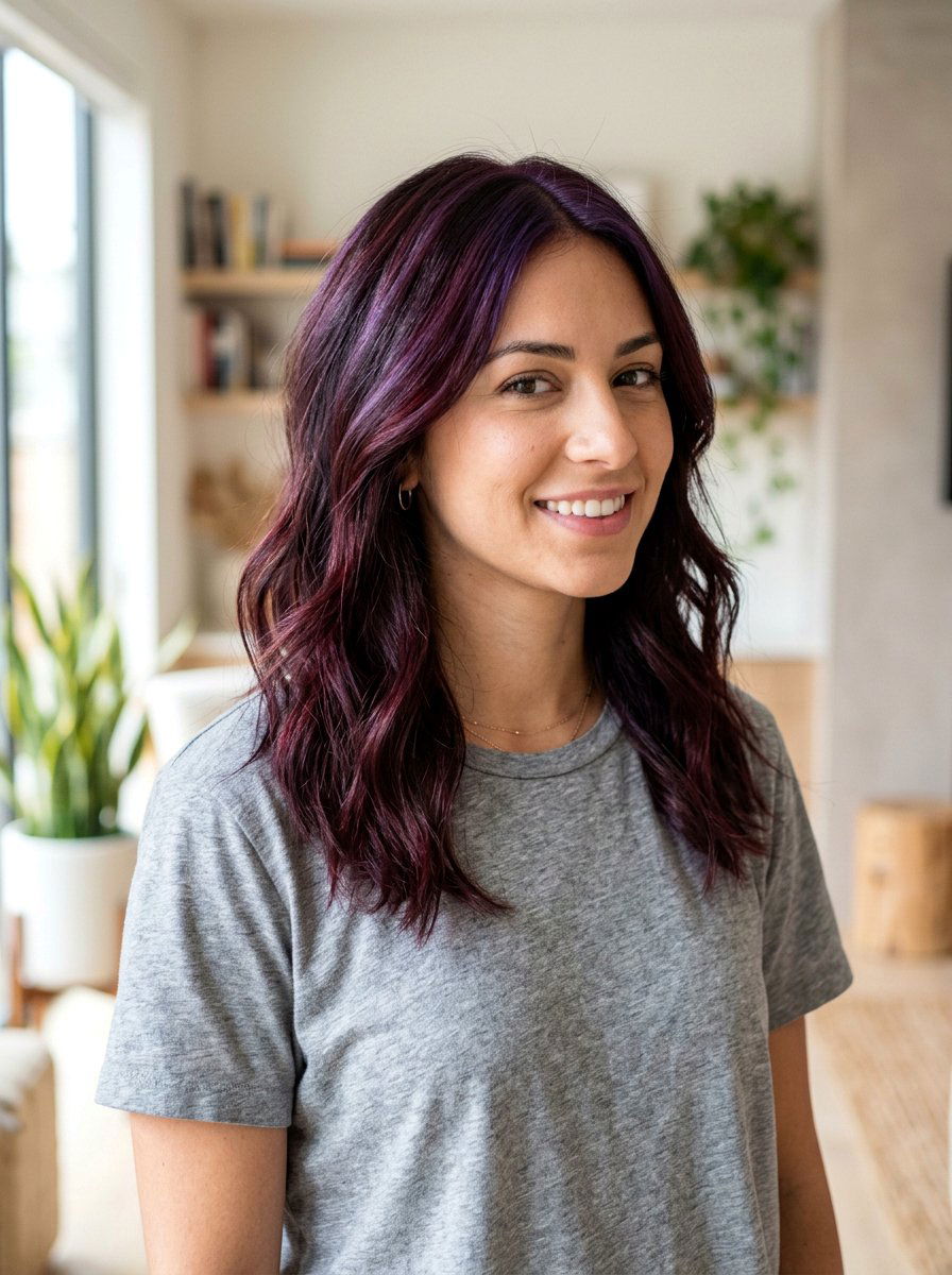 Partial Plum Burgundy Highlights Dark Hair - 20 plum burgundy highlights on dark hair - 20 plum burgundy highlights on dark hair