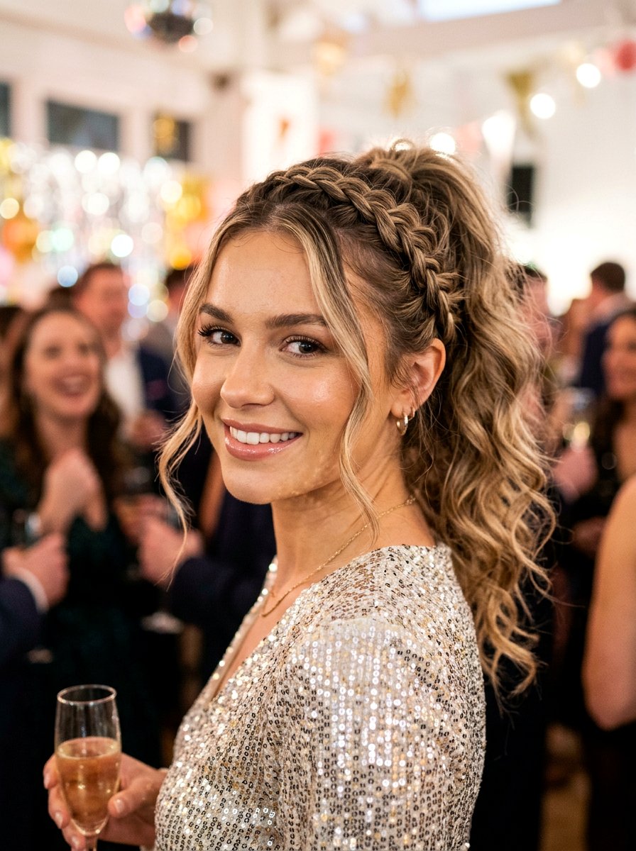 Party Ponytail With Braided Crown And Face Framing - 20 party ponytail with face framing pieces - 20 party ponytail with face framing pieces