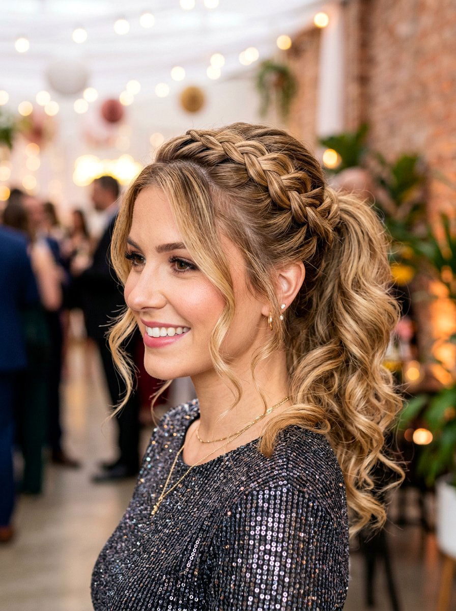 Party Ponytail With Dutch Side Braid And Face Framing - 20 party ponytail with face framing pieces - 20 party ponytail with face framing pieces