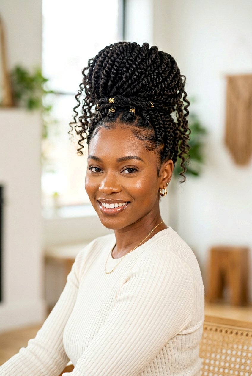 Passion Twists High Bun - 20 passion twists hairstyles - 20 passion twists hairstyles