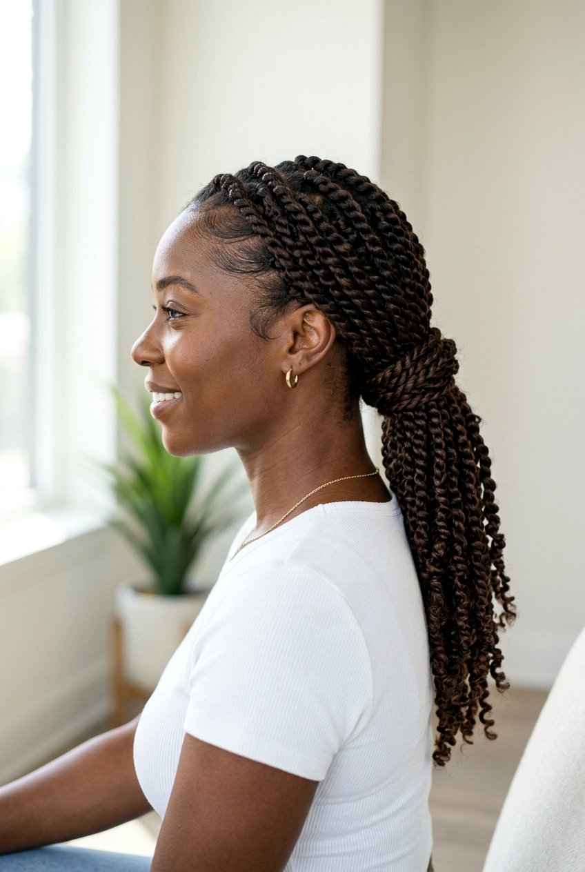 Passion Twists Low Ponytail - 20 passion twists hairstyles - 20 passion twists hairstyles