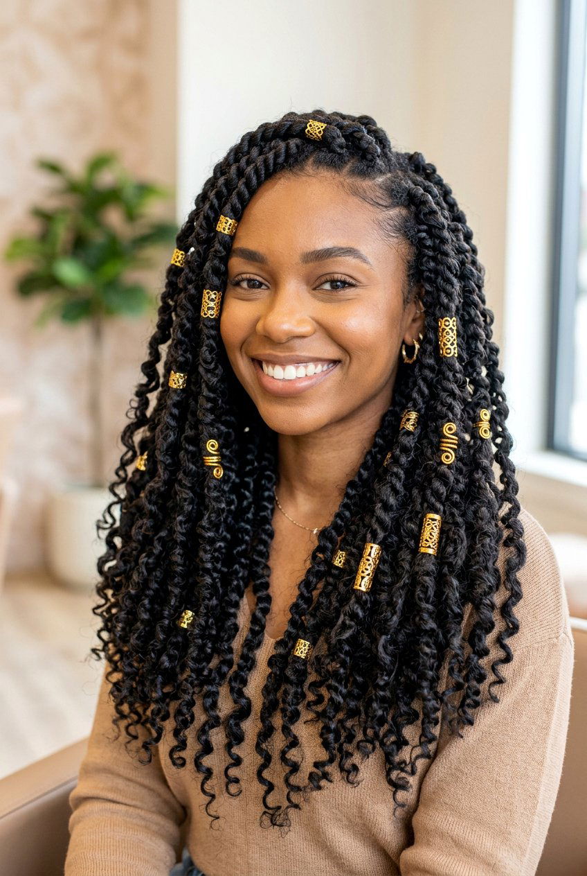 Passion Twists With Gold Cuffs - 20 passion twists hairstyles - 20 passion twists hairstyles
