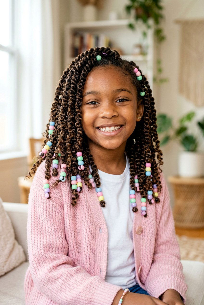Passion twists with beads - 20 little girls twists with beads - 20 little girls twists with beads