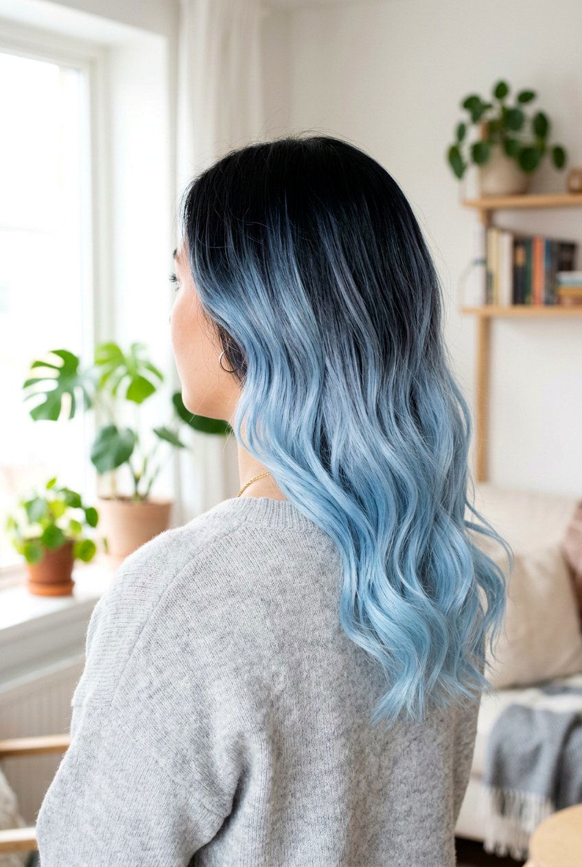 Pastel Blue Black Ombre - 20 blue black hair color - 20 blue black hair color