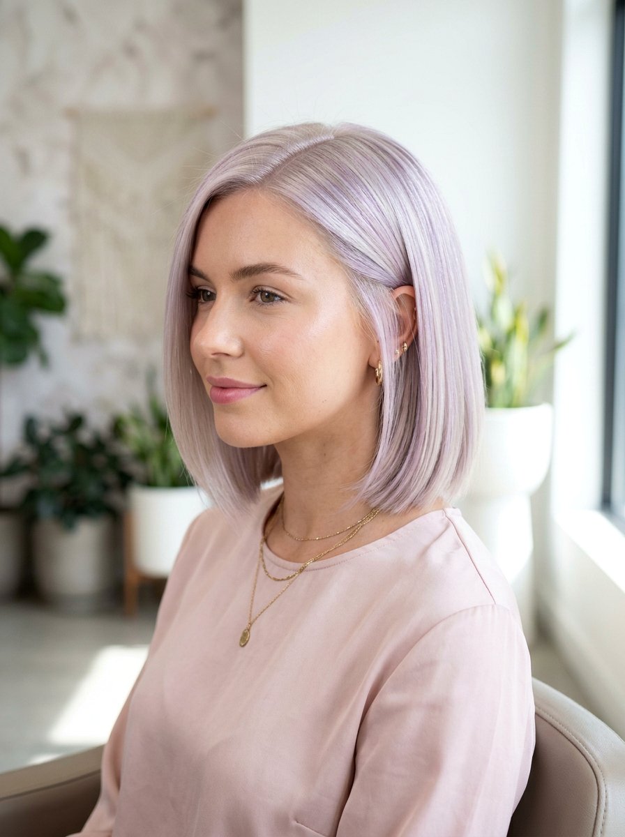 Pastel Lavender Babylights on Platinum Hair - 20 pastel lavender highlights - 20 pastel lavender highlights