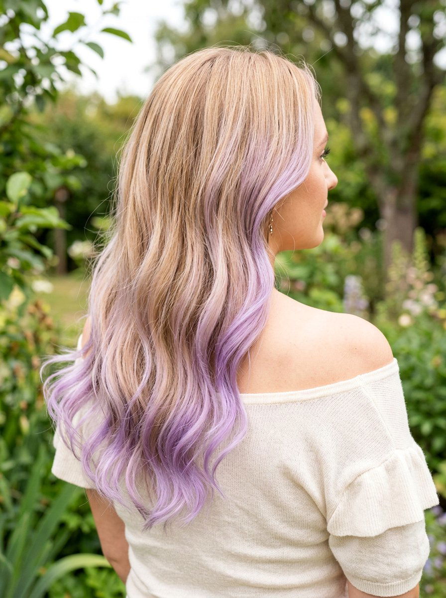 Pastel Lavender Balayage on Blonde Hair - 20 pastel lavender highlights - 20 pastel lavender highlights