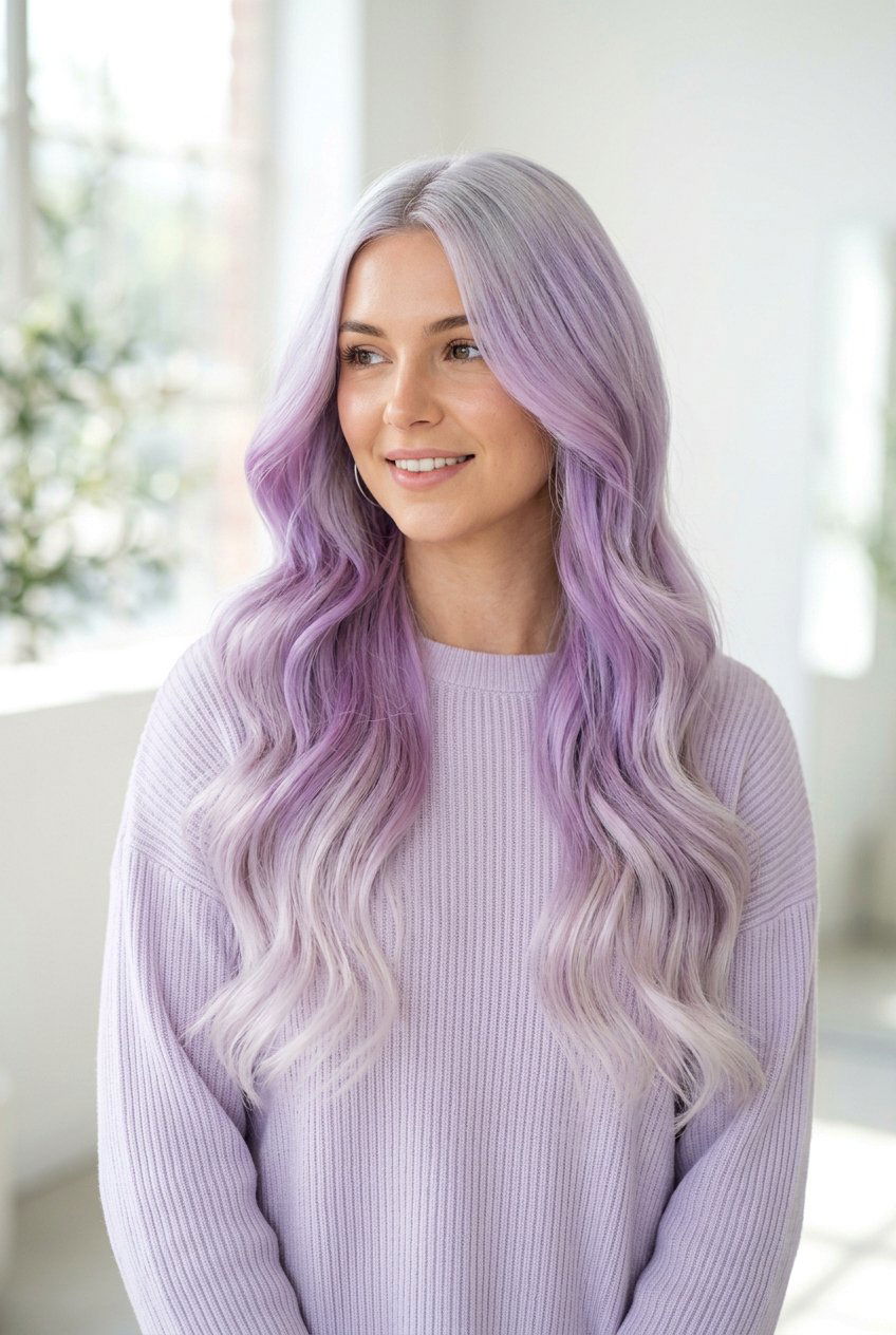 Pastel Lavender Color Melt - 20 color melt hair ideas - 20 color melt hair ideas
