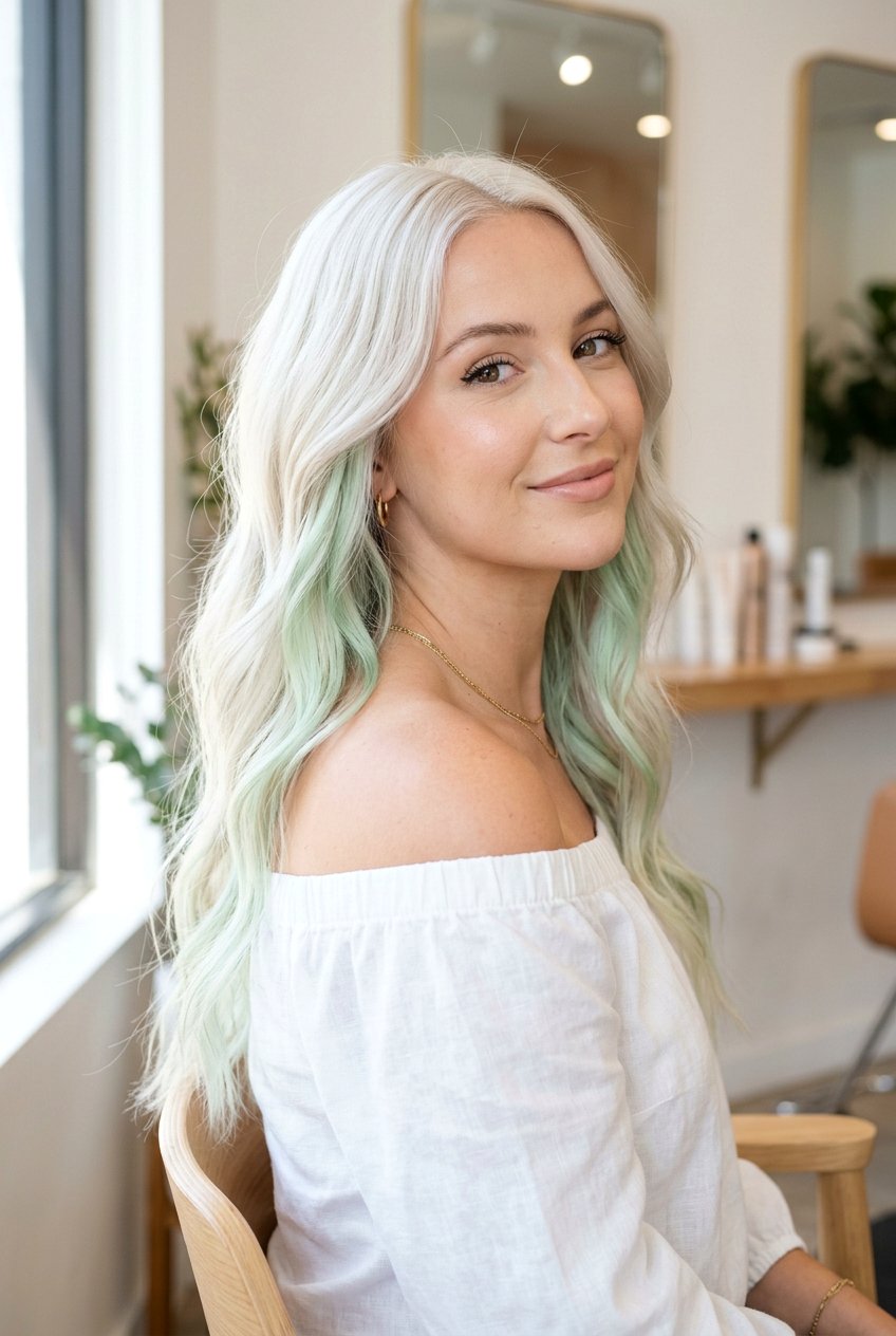 Pastel Mint Peekaboo Highlights - 20 mint peekaboo highlights - 20 mint peekaboo highlights