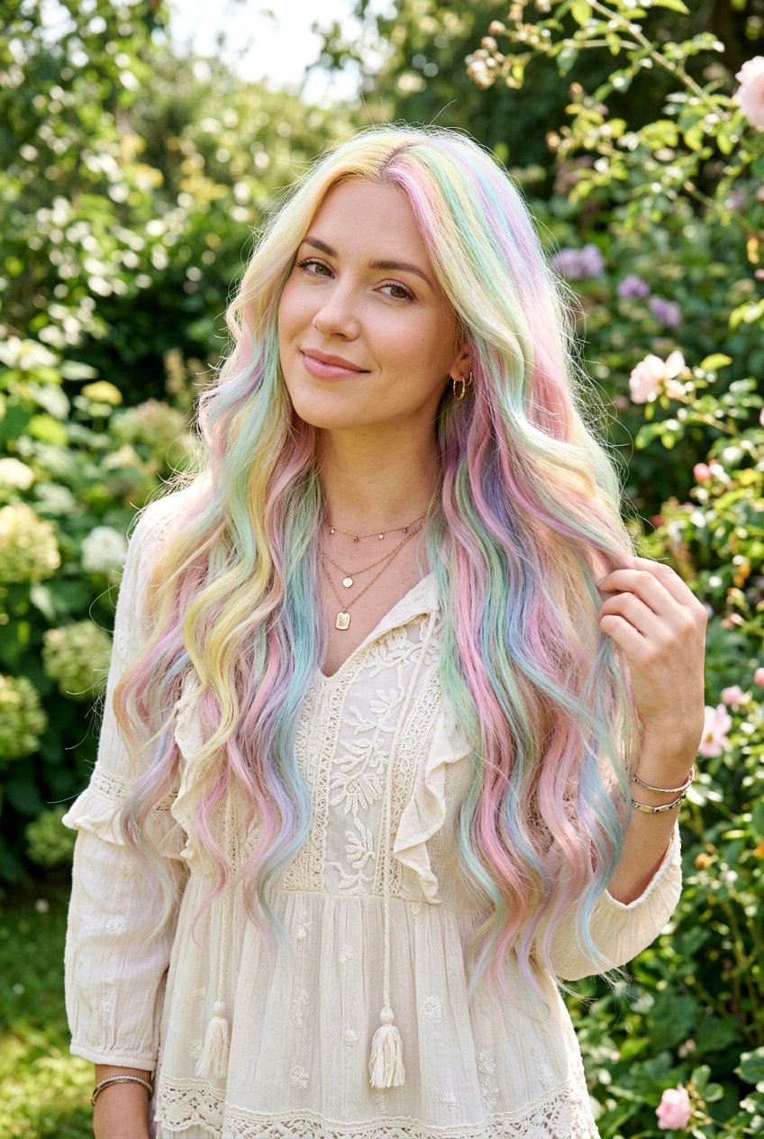 Pastel Opal Rainbow Hair Color - 20 opal hair color ideas - 20 opal hair color ideas
