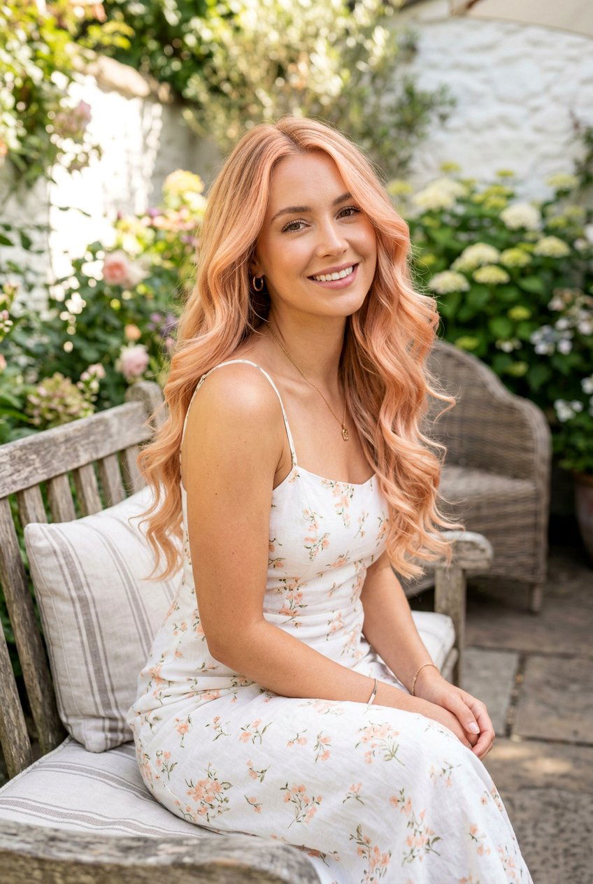 Pastel Peach Balayage On Warm Blonde Hair - 20 pastel balayage ideas - 20 pastel balayage ideas