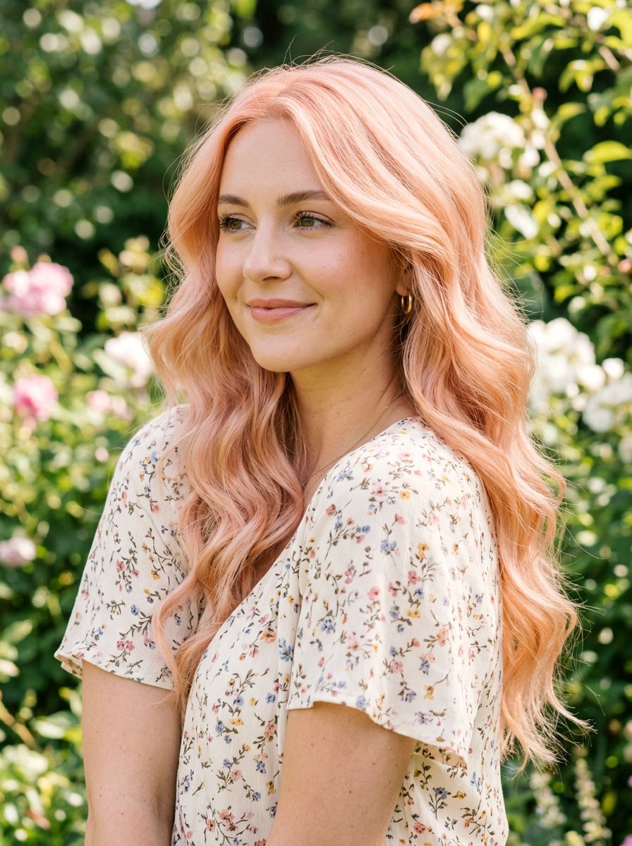 Pastel Peach Blonde Waves - 20 summer peach blonde hair color - 20 summer peach blonde hair color