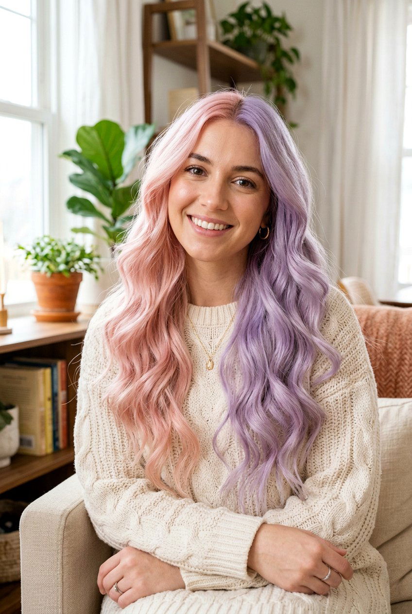 Pastel Pink And Lavender Split Dye - 20 alternative split hair color - 20 alternative split hair color