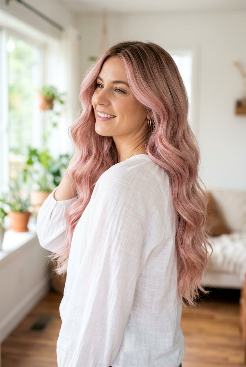 Pastel Pink Balayage on Long Hair - 20 pink balayage hair - 20 pink balayage hair