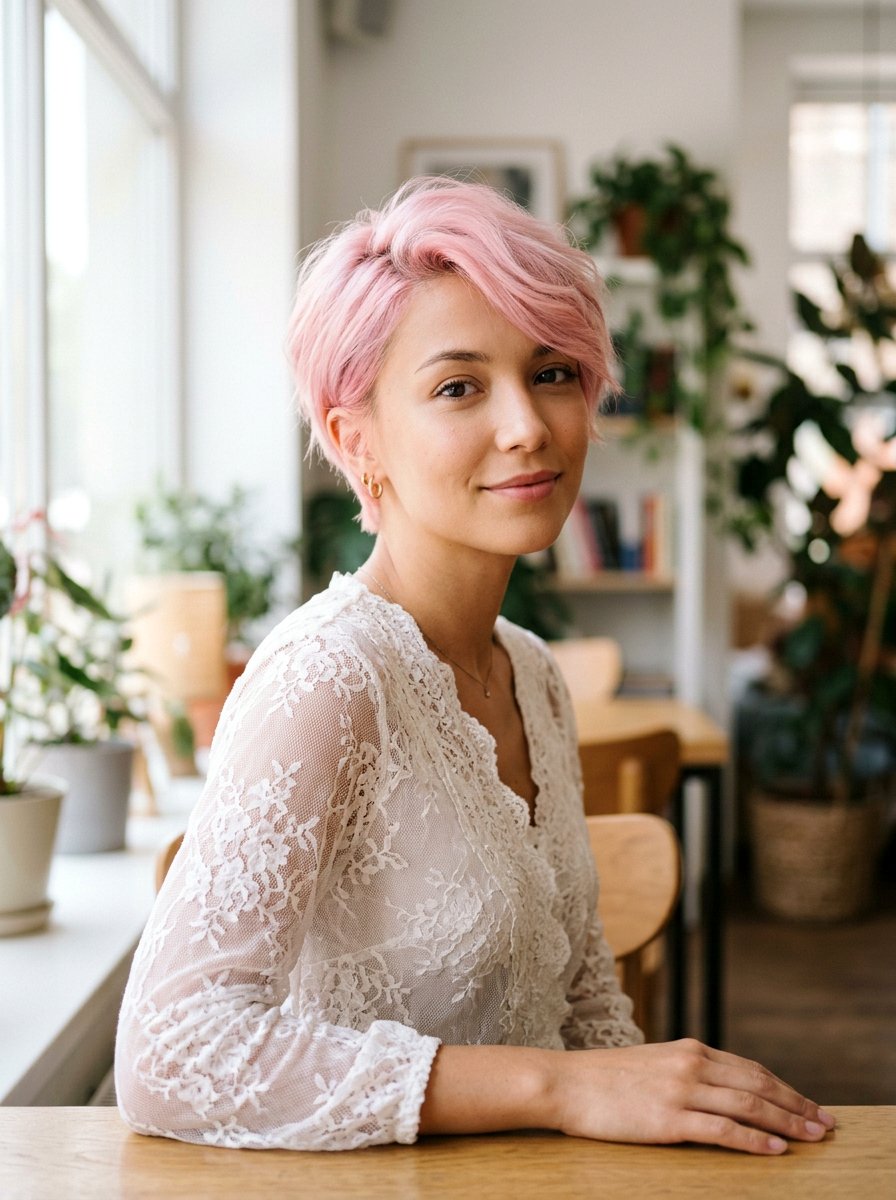 Pastel Pink Pixie Cut - 20 salon color ideas for pixie cuts - 20 salon color ideas for pixie cuts