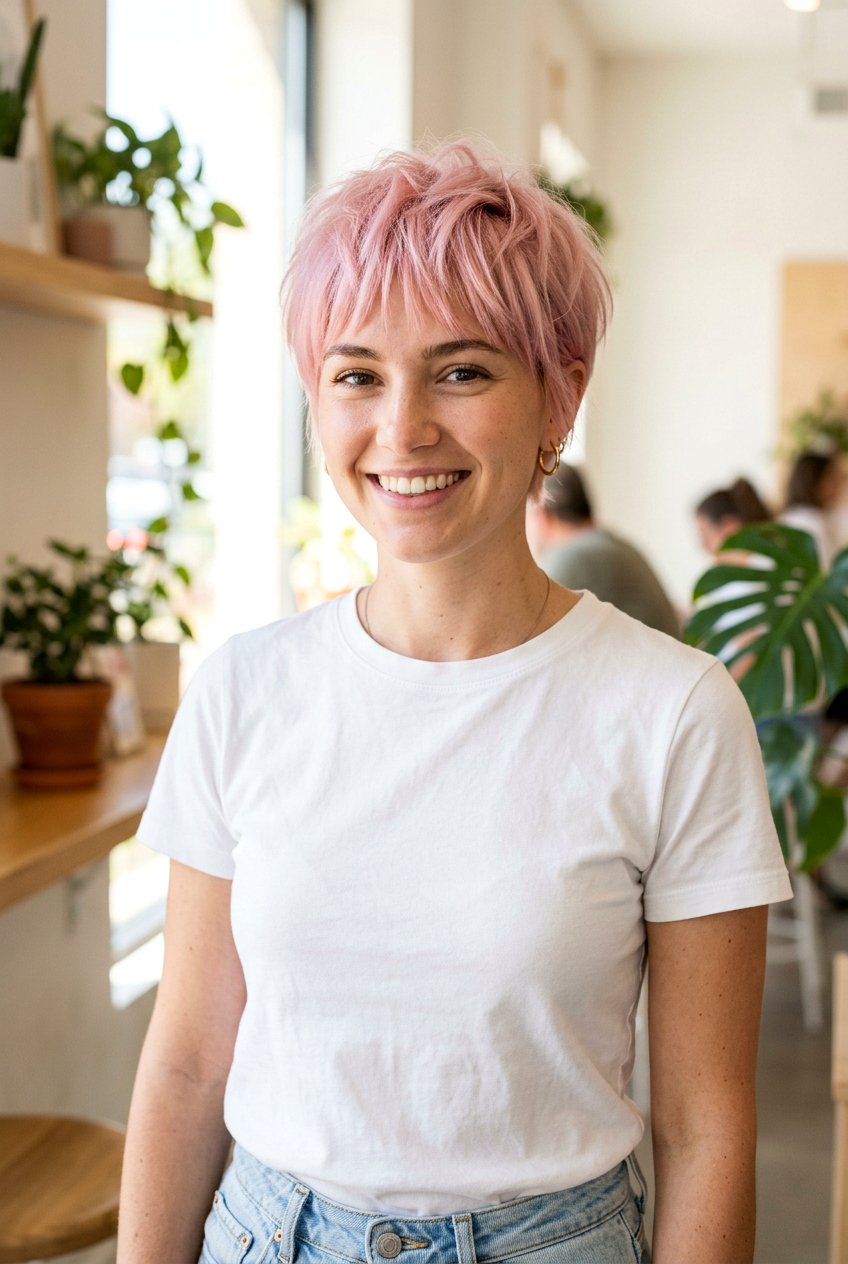 Pastel Pink Pixie Cut - 20 hair color ideas for pixie cuts - 20 hair color ideas for pixie cuts