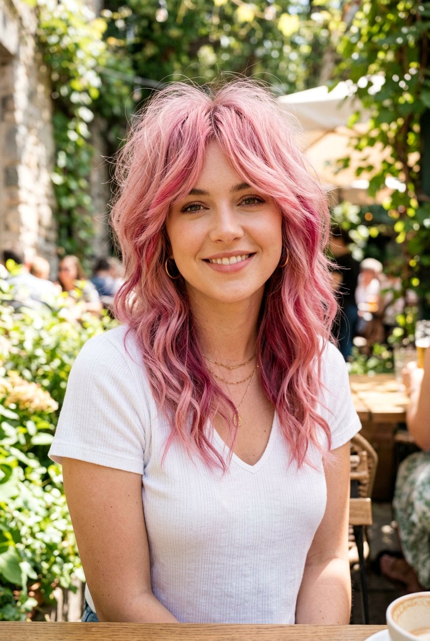 Pastel Pink Shag - 20 alt shag haircut for women - 20 alt shag haircut for women