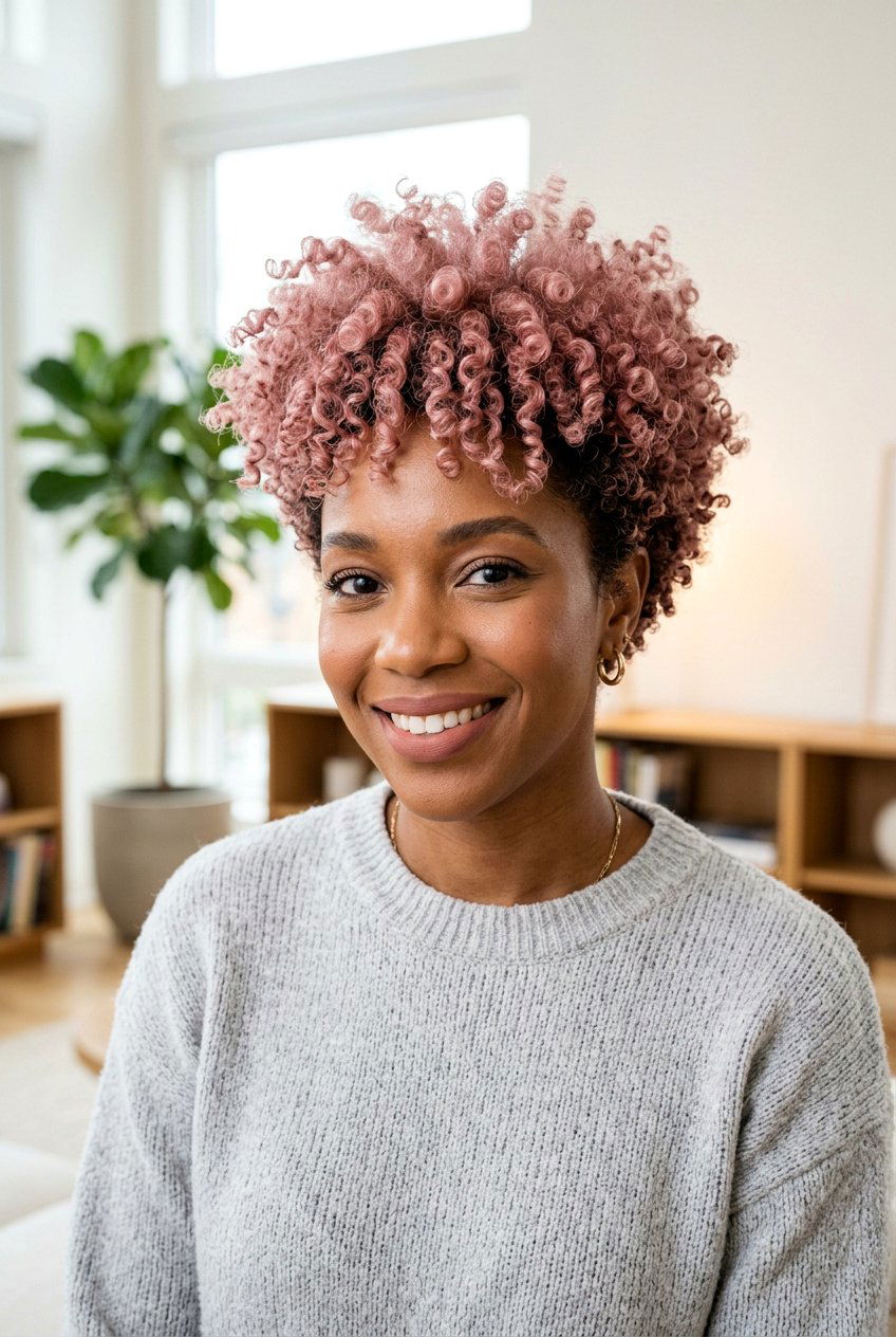 Pastel Pink Tapered Fro - 20 tapered fro with color for women - 20 tapered fro with color for women