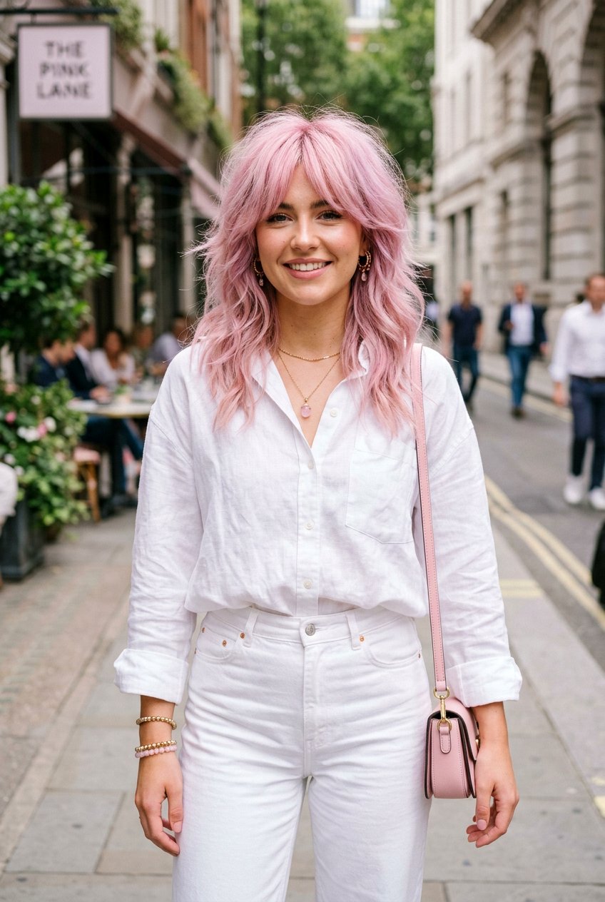 Pastel Pink Wolf Cut - 20 wolf cut for oval face women - 20 wolf cut for oval face women