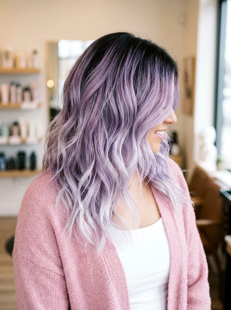 Pastel Purple Balayage Dark Roots - 20 purple balayage with black roots - 20 purple balayage with black roots