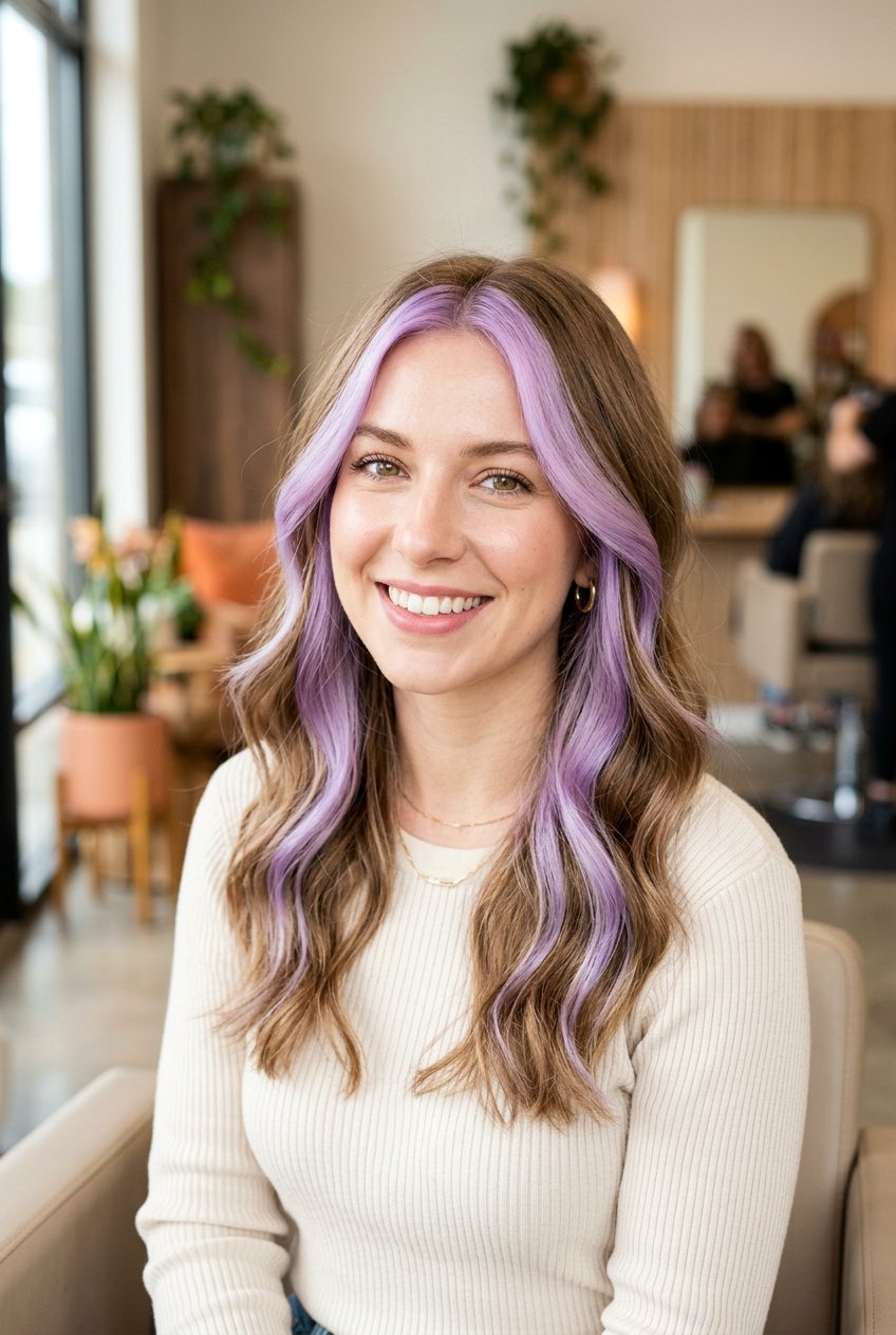 Pastel Purple Money Piece - 20 e girl hair color - 20 e girl hair color