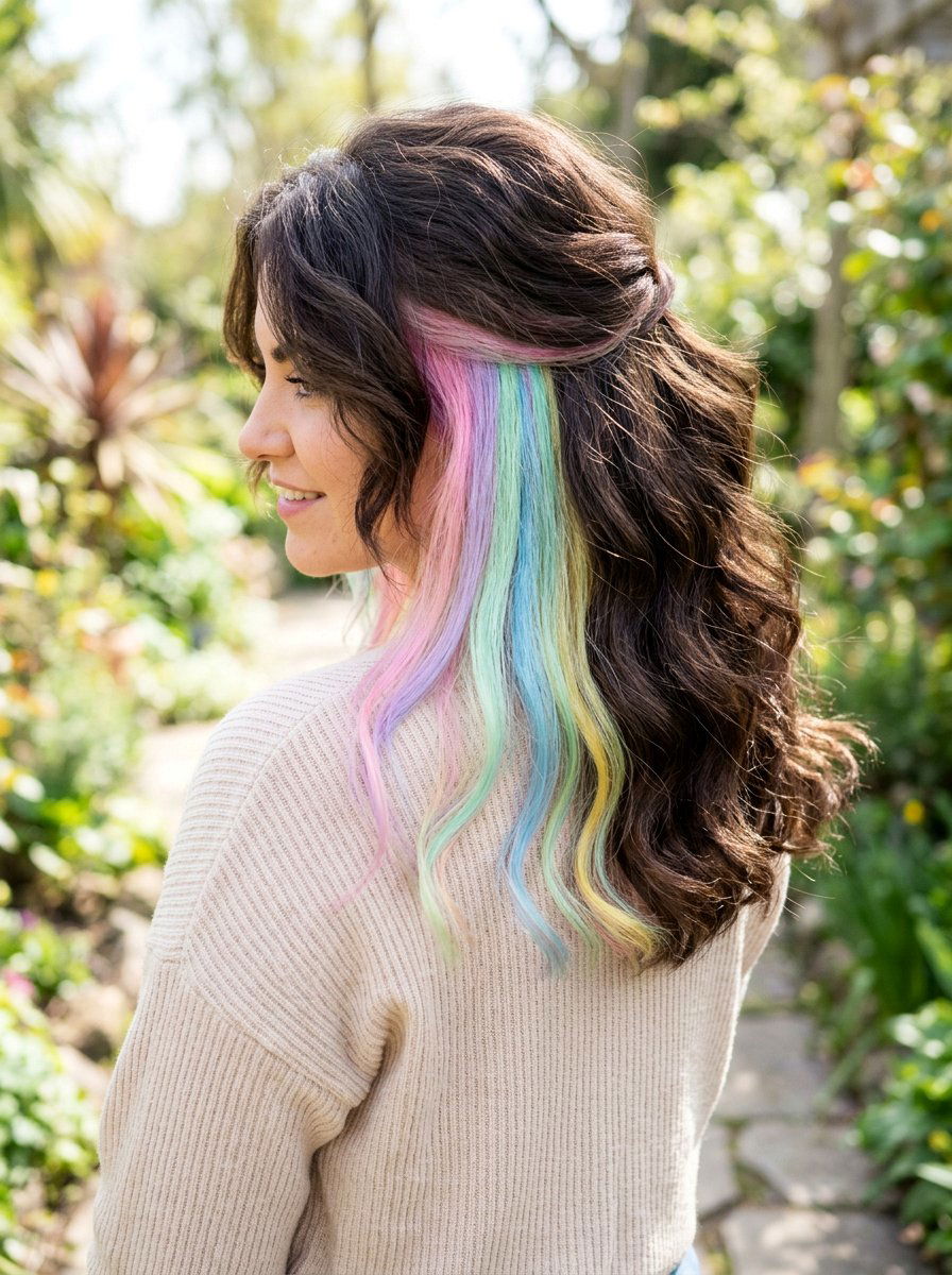 Pastel Rainbow Underlayer For Thick Hair - 20 pastel rainbow underlayer hair